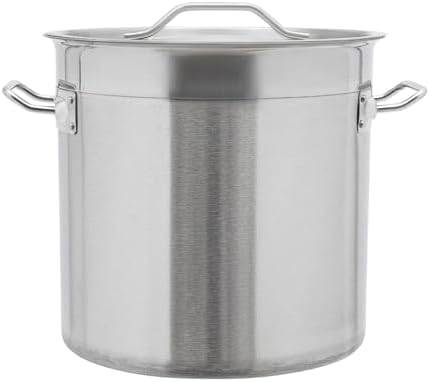 17L/17.9Qt Commercial Large Stock Pot with Lid,Nickel Free Stainless Steel Cookware Healthy Polished Stockpots, Induction Soup Pot for Cooking Home Use