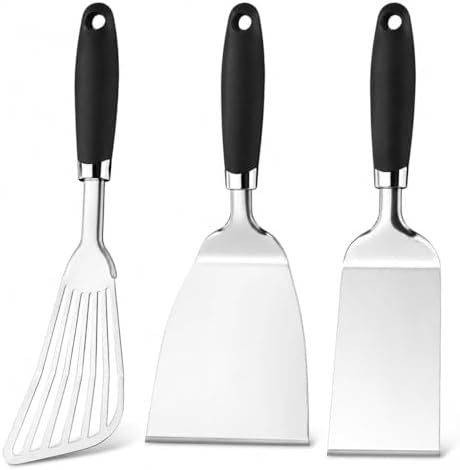 3-Piece Metal Spatula Set, 11-Inch 304 Stainless Steel for Griddles
