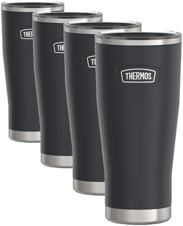 THERMOS ICON SERIES Stainless Steel Cold Tumbler with Slide Lock, 24 Ounce, Granite (Pack of 4)