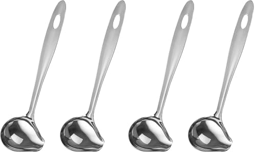 2 PCS Gravy Ladle with Pour Spout, 10.6 inch Long Handle Sauce Ladle, Stainless Steel Saucier Drizzle Spoon for Spooning Gravies Sauces Dressings Kitchen Utensil (Pack of 2)