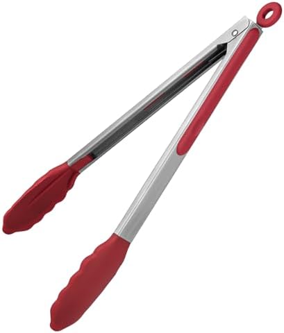 U-Taste Kitchen Tong for Cooking, 600ºF Heat-Resistant Silicone, 12in/Red