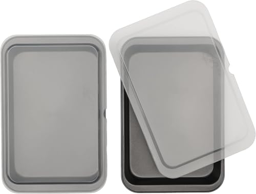 GoodCook Set of 2 Nonstick Steel 13" x 9" Cake Baking Pans with Covers,Gray,(Pack of 6)