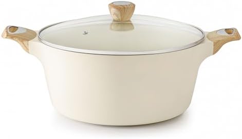 SENSARTE Ceramic Nonstick Stock Pot with Lid, 2.6/4.5/6.6/8.5/11 QT Soup Pot Casserole Pot, Non-toxic Healthy Pasta Pot, Large Cooking Pot Stew Pot, Induction Compatible, PFOA PFAS PTFE Free, White