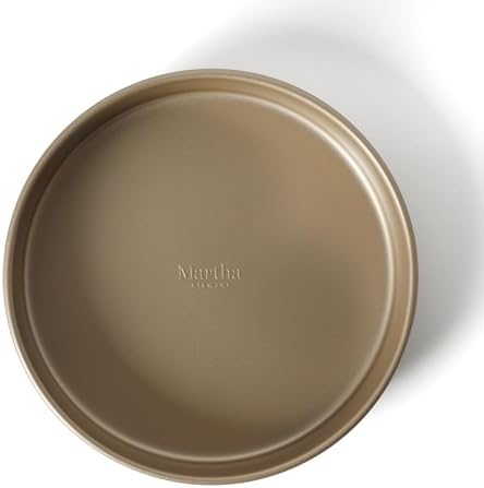 Martha Stewart Gallen 8 Inch Round Nonstick Carbon Steel Cake and Bake Pan - Champagne Durable Bakeware for Cakes, Pies & Desserts