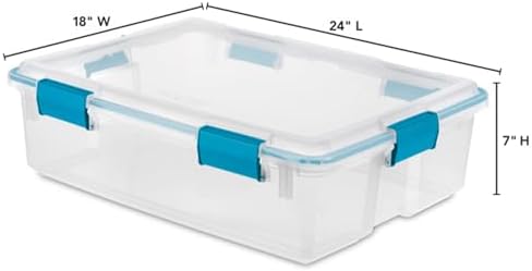 Sterilite Gasket Storage Box with Lids for Home & Office, 37 Quart, 8-Pack