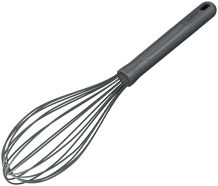 Zyliss Silicone Large Balloon Whisk, Sustainable Wheatstraw/Nylon, Balloon Whisk for Cooking and Serving with Heat Resistant Silicone Head, Beluga Grey, 12" x 2.6", Dishwasher Safe, 5 Year Guarantee