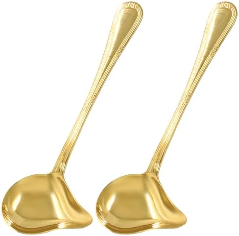 2 Pcs Stainless Steel Sauce Ladle with Pouring Spout, Gold