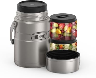 THERMOS Stainless King Food Jar with Handle, 47oz, Matte Stainless Steel
