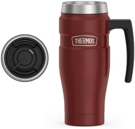 THERMOS Stainless King Travel Mug with Handle, 16oz, Rustic Red