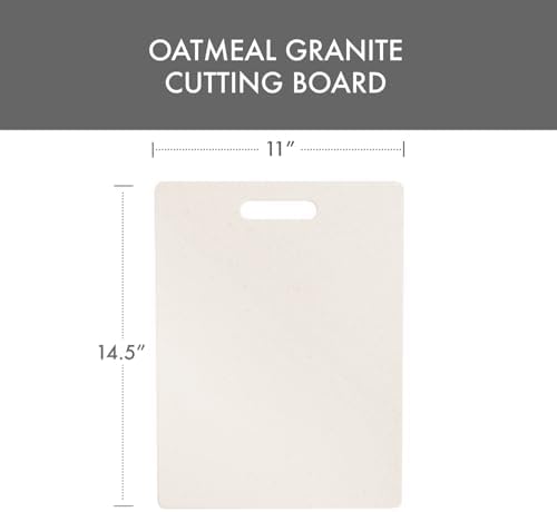 Dexas Superboard Cutting Board with Handle 11 x 14.5 inch Oatmeal Granite, Kitchen Prep Board, Dishwasher Safe, Non-Porous Poly Surface, Made in USA