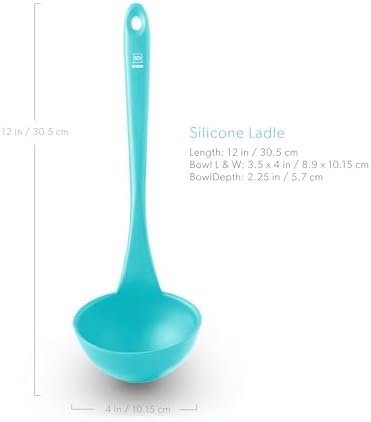 DI ORO Silicone Ladle - Soup & Serving, 600F Heat Resistant, Teal