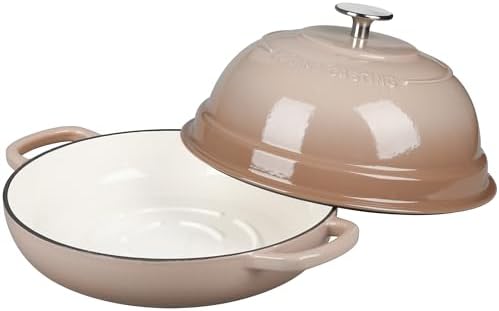 EDGING CASTING Enameled Cast Iron Dutch Oven Pot with Lid, Round Bread Oven for Homemade Sourdough Bread Baking, 6 Quart, Mocha