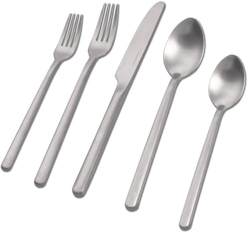 KINGSTONE Silverware Set, 20 Piece Flatware Cutlery Set for 4, 18/10 Stainless Steel Silverware Mirror Polished Dishwasher Safe for Home, Restaurant, Wedding, Party, Matte Silver