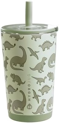 HydroJug Everyday Tumbler 14 oz, Ceramic-Lined Straw Cup, Dinosaur