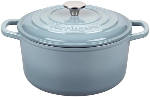 VORRINGARD Enameled Cast Iron Dutch Oven Pot with Lid, for Sourdough Bread Baking, Round Dutch Ovens, 6 Quart, Sea Salt