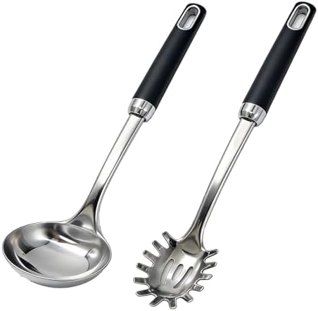 Stainless Steel Soup Ladle and Spaghetti Spoon Set,