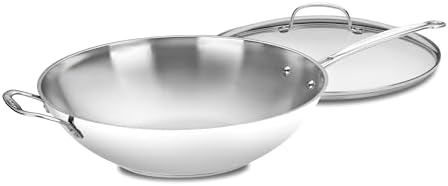 Cuisinart 14-Inch Stir-Fry Pan, Helper Handle and Glass Cover, Chef's Classic Stainless Steel, 726-38H