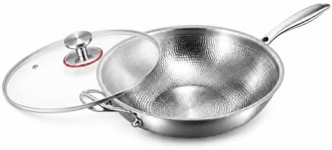 Toutrop Titanium Wok with Lid,Titanium Pan for Cooking,12.5Inch Non Stick Wok Pan,No Coating Titanium Frying Pans,PFAS/PFOA/PTFE Free Cookware,Induction
