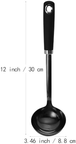 12-Inch Black Stainless Steel Soup Ladle, Metal Ladle Spoon