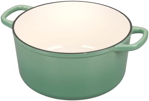 EDGING CASTING Enameled Cast Iron Dutch Oven with Sourdough Bread Baking Kit, Bread Dutch Oven with Lid, Includes Proofing Basket & Baking Tools, 5qt, Sage Green
