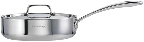 Tramontina Utsava Tri-Ply Clad Stainless Steel 2.9-Quart Saute Pan with Lid