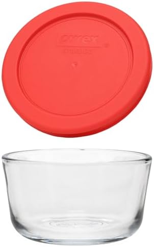 Pyrex Simply Store 1 Cup Single Glass Food Storage Container, Plastic Lid