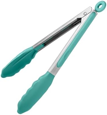 U-Taste Kitchen Tong for Cooking, 480ºF Heat-Resistant Tps, 9in/Aqua Sky