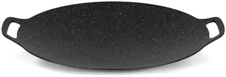 Yansanido Grill Pan, 11 Inch Diameter Iron Black Teppanyaki Pot with Non-stick Coating Baking Tray for Home, Party Travel and Outdoor (S)