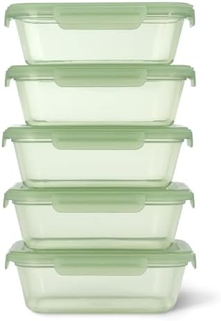 Ello Snap & Nest 4.5 Cup Plastic Meal Prep Set, 10 Piece, Sage