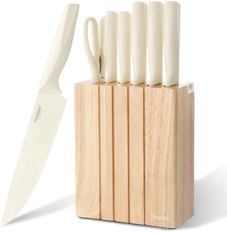 Premium Quality 8-Piece Knife Set with Block, Lightweight and Strong, ﻿ Ergonomic Handles for Home,Dishwasher Safe ﻿