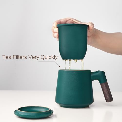 ZENS Tea Mug with Infuser and Lid for Loose Tea Diffusers, 12oz Navy