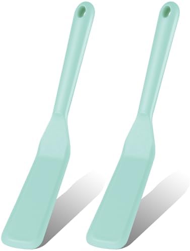 Zopeal 2 Pcs Crepe Spatula Narrow Silicone Long Non Stick, Light Blue