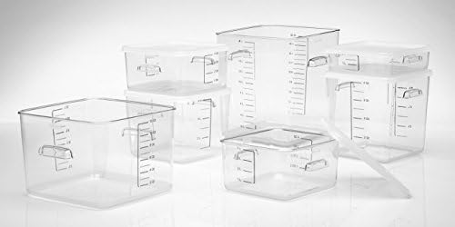 Rubbermaid Commercial Products Plastic Space Saving Square Food Storage Container, 18 Quart, Clear, for Kitchen/Sous Vide/Food Prep