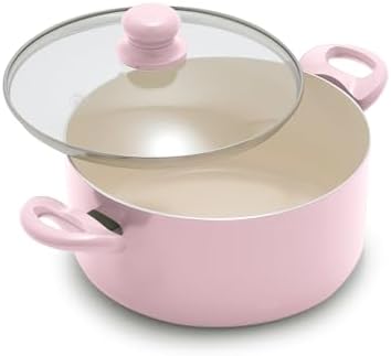 GreenLife 5QT Ceramic Nonstick Stockpot with Lid, Blush Pink