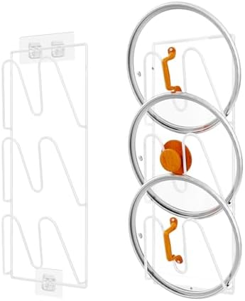 Durmmur 2 Pack Pot Lid Organizer, 6-Tier Lid Holder for Cabinet Door & Wall