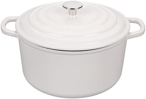 VORRINGARD Enameled Cast Iron Dutch Oven Pot with Lid, for Sourdough Bread Baking, Round Dutch Ovens, 4.5 Quart, White