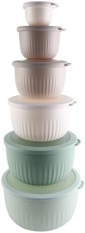 COOK WITH COLOR Prep Bowls with Lids- Wide and Deep Nesting Plastic Small Mixing Bowl Set with Lids, 12 Piece Set - Deep Bowls, Mint