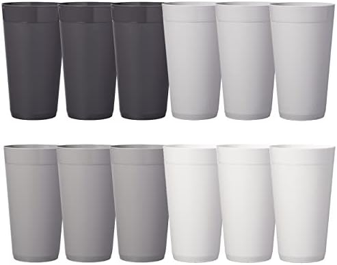 US Acrylic Newport 20 ounce Unbreakable Plastic Stackable Water Tumblers in Grey Stone | Set of 12 Drinking Cups | Reusable, BPA-free, Made in the USA, Top-rack Dishwasher and Microwave Safe