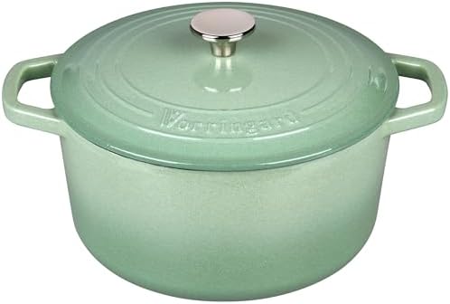 VORRINGARD Enameled Cast Iron Dutch Oven Pot with Lid, for Bread Baking, Round Bread Oven- include Sourdough Bread Baking Supplies set, 4.5QT, Sage Green