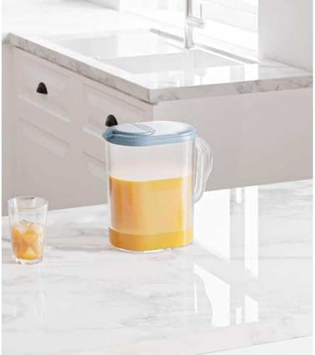 Tribello Pitcher with Lid 1 Gallon, Slim Clear Plastic Water Pitcher with Pivot-top Spout Lids, Iced Tea Pitcher for Fridge, Freezer/Dishwasher Safe, and BPA/Phthalate Free