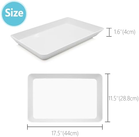 Serving Tray Platter, 17.5'' x 11.5'' x 1.6'', 4 Pcs Food Tray for Veggie Fruit Snack Dessert Cookie Cheese, Food Trays for Party Supplies Display, Large Platters for Serving Food, BPA Free