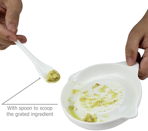 EIKS Ceramic Ginger Grater Plate, Grinding Dish, Kitchen Cooking Prep Tool
