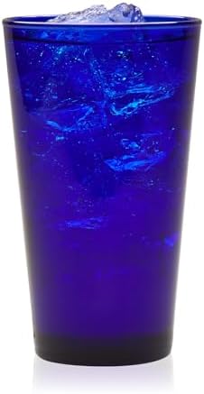 Libbey Cobalt Flare Blue Drinking Glasses Set of 8, Glass Cups