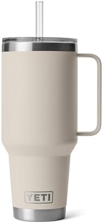 YETI Rambler 42 oz Tumbler with Handle and Straw Lid, Travel Mug Water Tumbler, Vacuum Insulated Cup with Handle, Stainless Steel, Cape Taupe