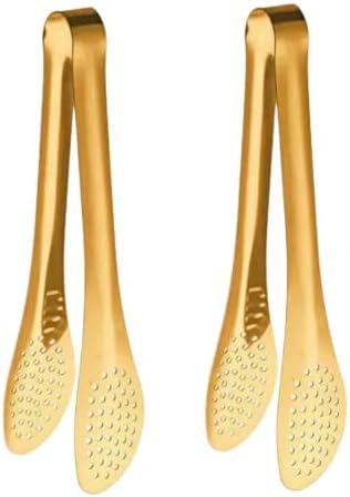 2 Pack Stainless Steel Cooking Tongs, 9 Inch Metal Kitchen Food Serving Tongs for Salad, Bread, Barbecue, Catering, Banquet, Party