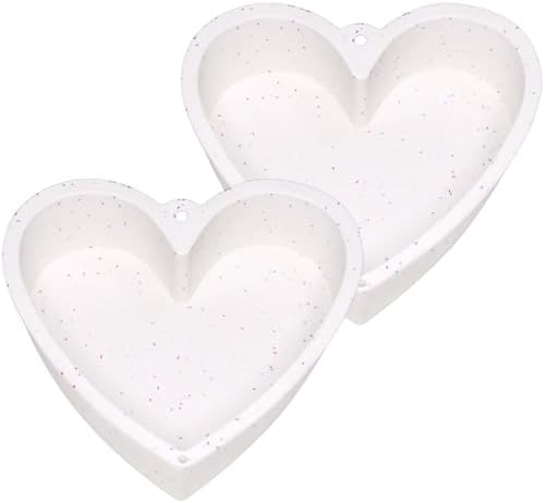 Alimat PluS 8 Inch Heart Shaped Cake Pans Set of 2 with Hanging Hole(White)