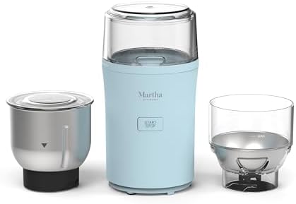 Martha Stewart Electric Coffee & Spice Grinder with Dual Bowls, Sky Blue