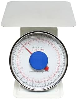 TrueCraftware- 48 lb. Mechanical Kitchen Flat Platform Weighing Food Scale- Heavy Duty Portion Control Mechanical Kitchen and Food Scale Industrial Dial Scale for Kitchens and Restaurants