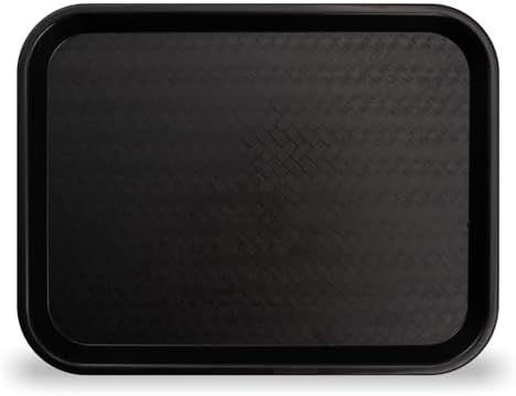Carlisle FoodService Products Fast Food Cafeteria Tray, Durable Polypropylene with Slip-Resistant Surface, Stackable for Cafes and Schools, BPA-Free, Rectangular, Black