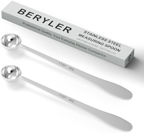 2PCS 1Teaspoon(1tsp, 1/3tbsp, 5ml) Extra-long Handle Measuring Spoon